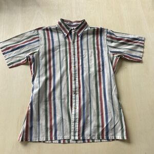 Arrow‎ Sport Shirt Mens Large Multicolor Stripe Short Sleeve Button Front Casual
